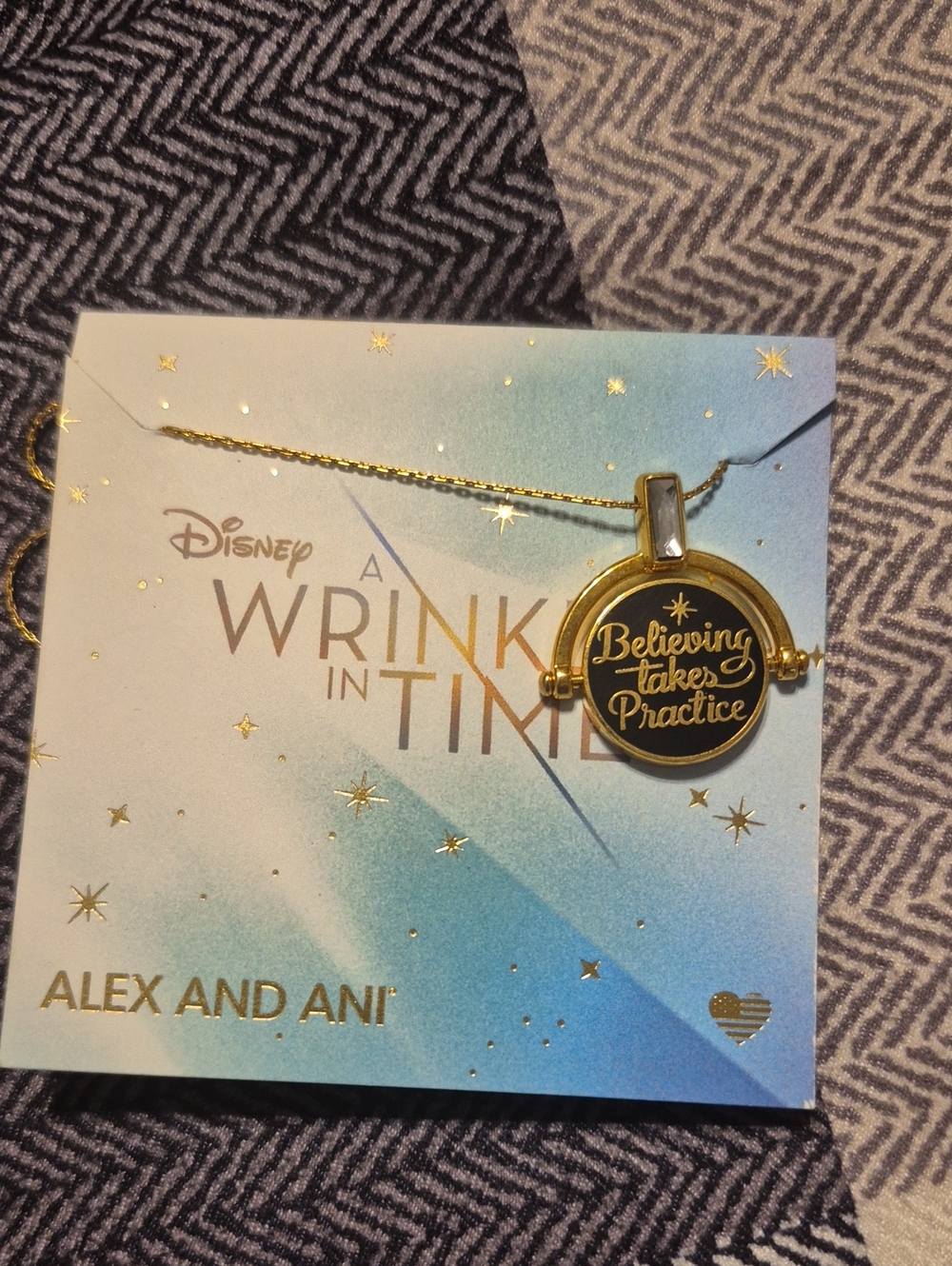 Disney Gold and Blue Alex and Ani 'Believing Takes Practice' Necklace